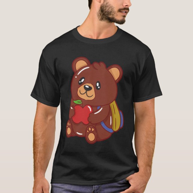 bear apple cute back to school T-Shirt (Vorderseite)