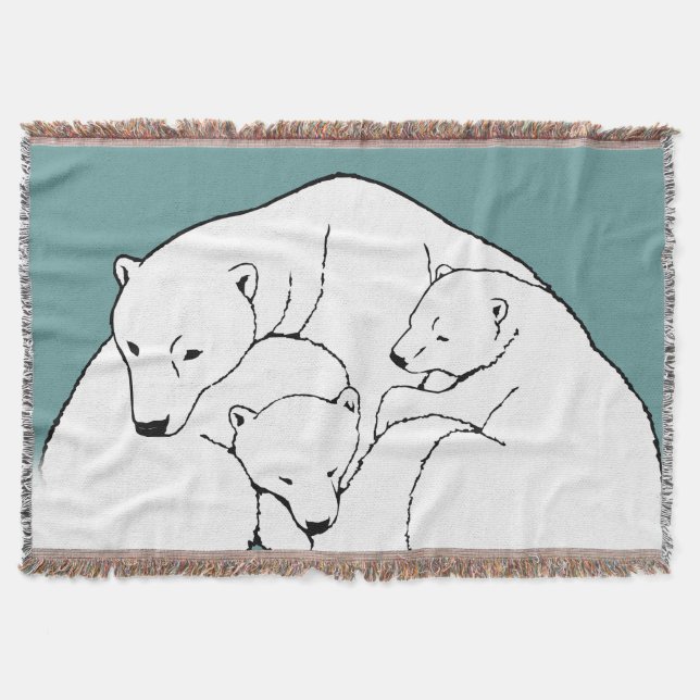 Bear Art Blanket Mother & Cubs Bear Throw Blanket Decke (Vorderseite)