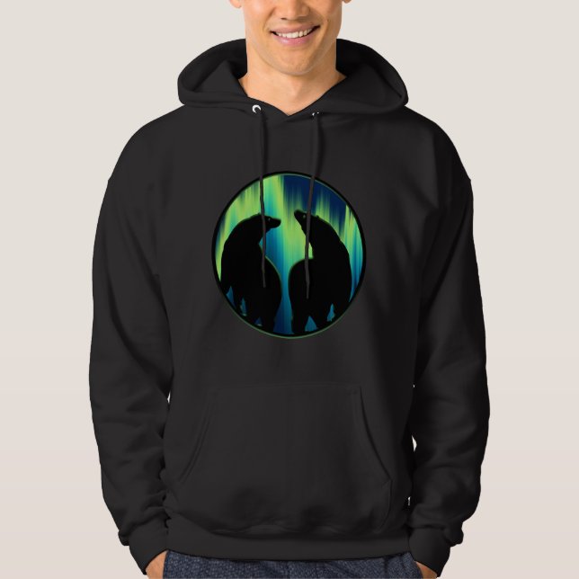 Bear Art Hoodie Northern Lights Bear Hoodie (Vorderseite)
