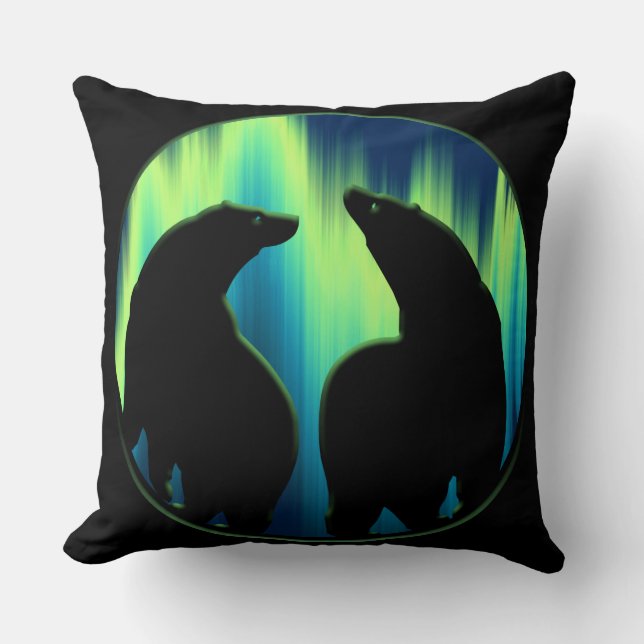 Bear Art Pillow Northern Lights Bears Kissen (Vorderseite)
