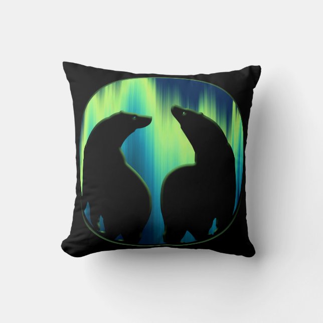Bear Art Pillow Northern Lights Bears Kissen (Vorderseite)