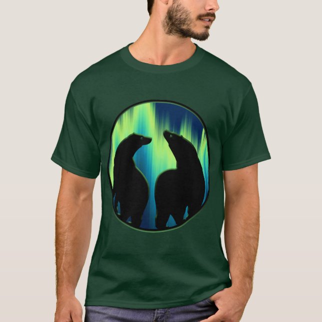 Bear Art Shirt Northern Lights Bären T - Shirt Ges (Vorderseite)