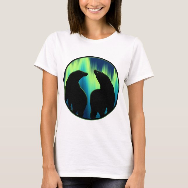 Bear Art Shirt Northern Lights Bären T - Shirt Ges (Vorderseite)
