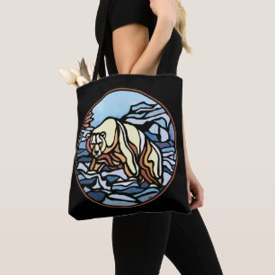 Bear Art Tote Bag Polar Bear Art Shopping Bag