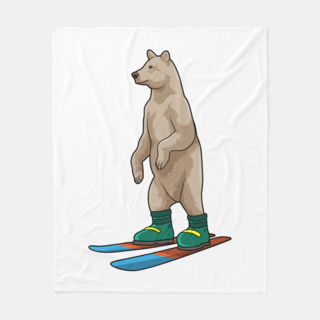 Bear as Skier with Ski Fleecedecke (Vorderseite)