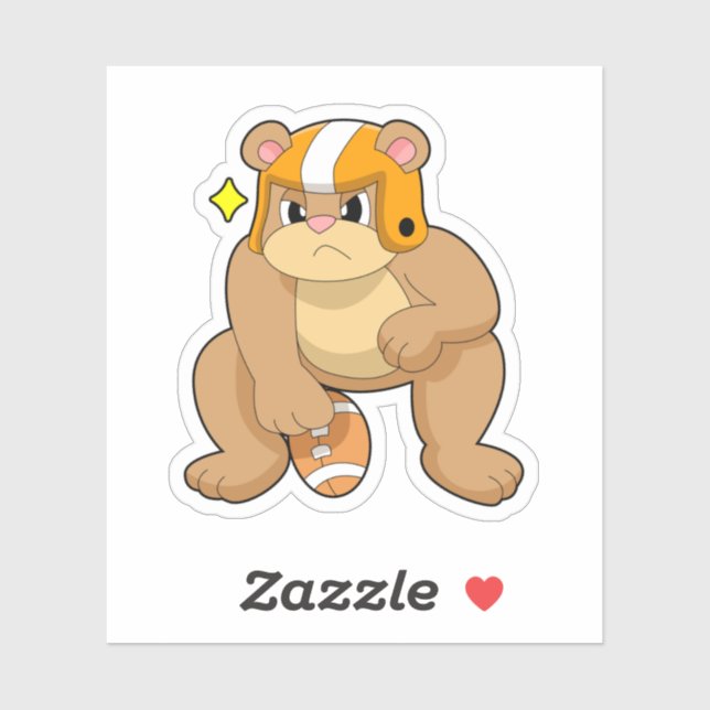 Bear at Football Sports Aufkleber (Blatt)