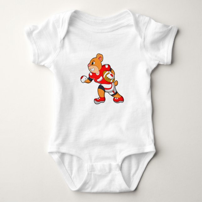 Bear at Football Sports Baby Strampler (Vorderseite)