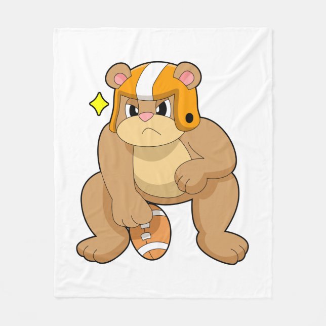 Bear at Football Sports Fleecedecke (Vorderseite)