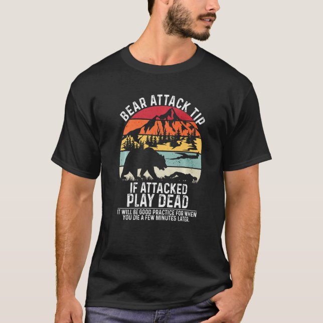 Bear Attack Tip Camping Hiking Outdoor Travel Vint T-Shirt (Vorderseite)