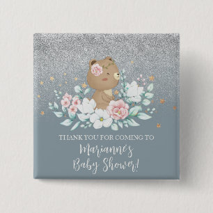 Bear Baby Dusche Bläserblütenblütenblütenblütenblü Button