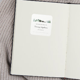 Bear Baby Dusche Buchzeichen Quadratischer Aufkleber