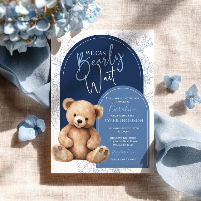 Bear Baby Dusche Einladung Blue Ballon (Von Creator hochgeladen)