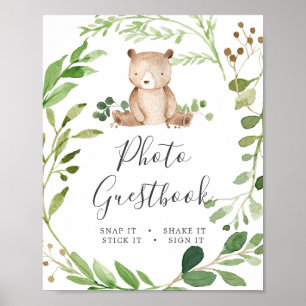 Bear Baby Dusche Foto Gästebuch-Zeichen Poster