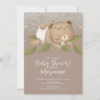 Bear Baby Dusche Glitzer Bohemisch Stars Gold