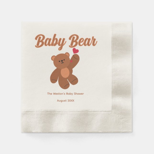 Bear Baby Dusche - Niedliche, klassische Schwanger Serviette (Vorderseite)