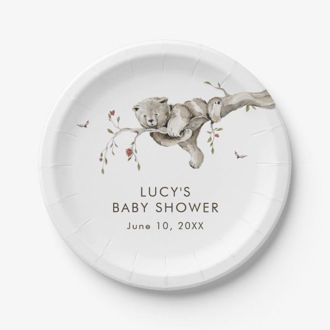 Bear Baby Dusche Pappteller (Vorderseite)