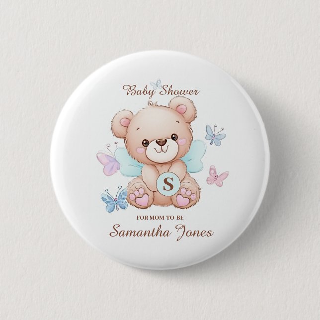 Bear Baby Dusche Personalisiert Button (Vorderseite)