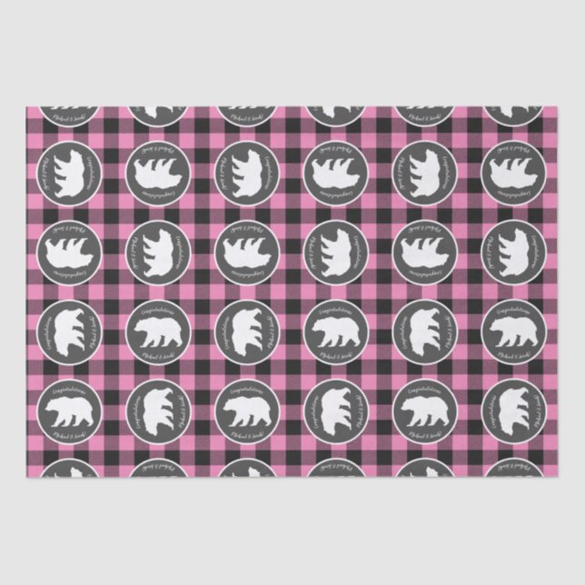 Bear Baby Dusche Pink Seidenpapier (Vorderseite)