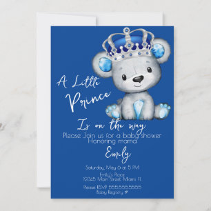 Bear Baby Dusche Prince Boy Party Einladung
