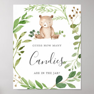 Bear Baby Dusche schätzen, wie viele Candies Poster