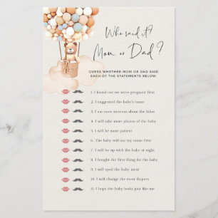 Bear Baby Dusche Spiel, das sagte es