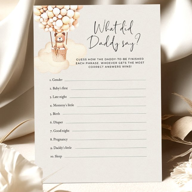 Bear Baby Dusche Spiel, was Daddy gesagt hat (Von Creator hochgeladen)