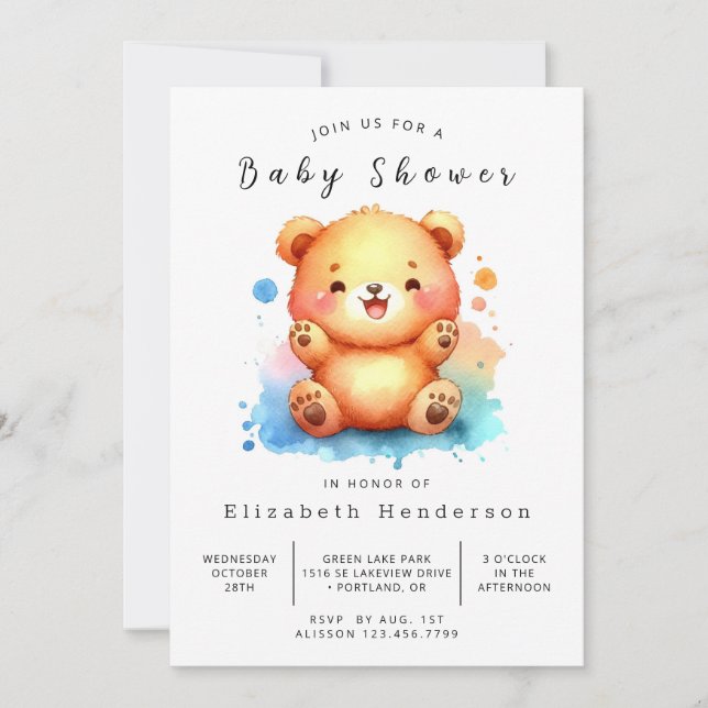 Bear Baby Dusche verzaubert Einladung (Vorderseite)