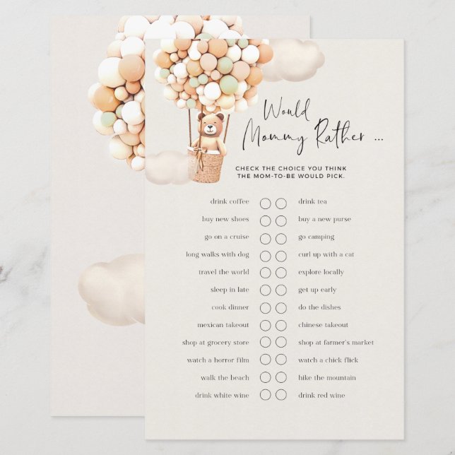 Bear Baby Game - Würde Mami lieber? (Vorne/Hinten)