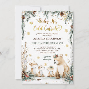 Bear Baby It's Cold Outside Winter Baby Dusche Einladung
