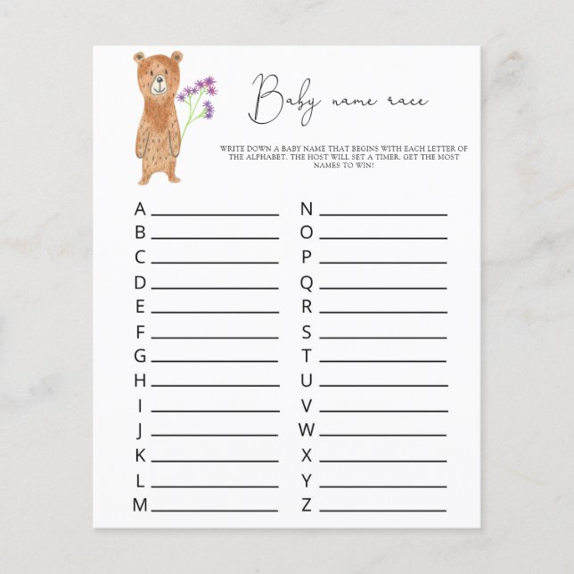 Bear - Baby name race game (Vorderseite)