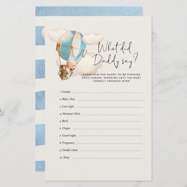 Bear Baby Shooter Game - Was sagte der Vater? (Vorne/Hinten)