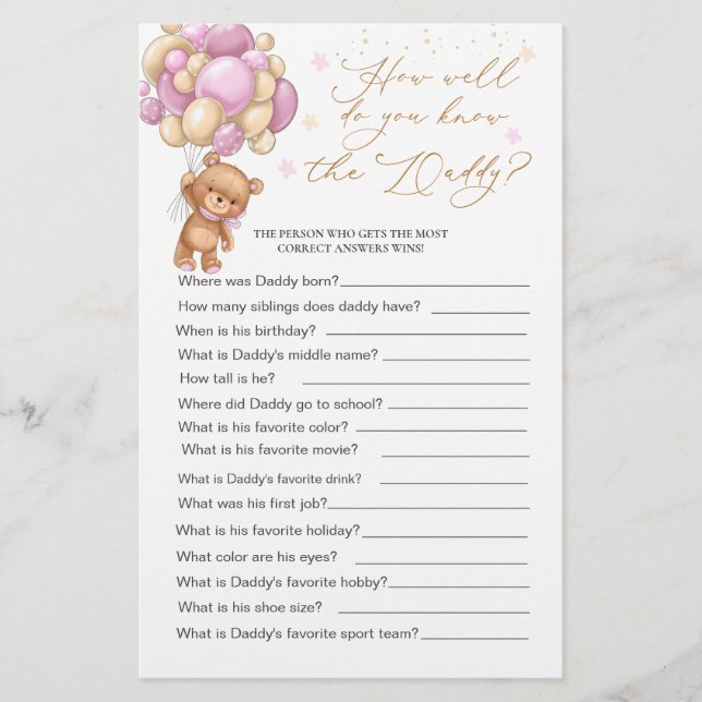 Bear Baby Shooter Game wie gut weißt du Daddy? (Vorderseite)