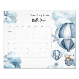 Bear Baby Show Due Date Kalender Kinderdusche Fotodruck