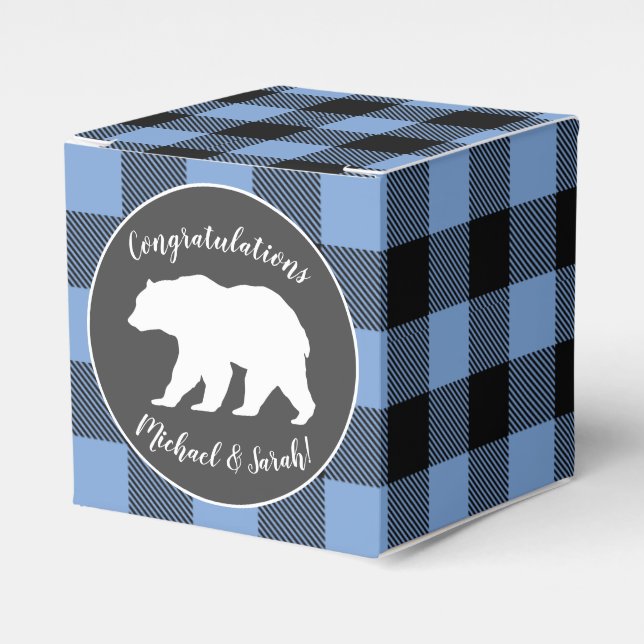 Bear Baby Shower Boy Blue Geschenkschachtel (Vorderseite)