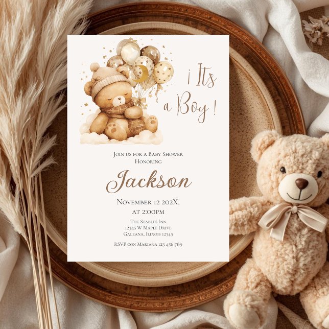Bear Baby Shower Boy Einladung (Von Creator hochgeladen)