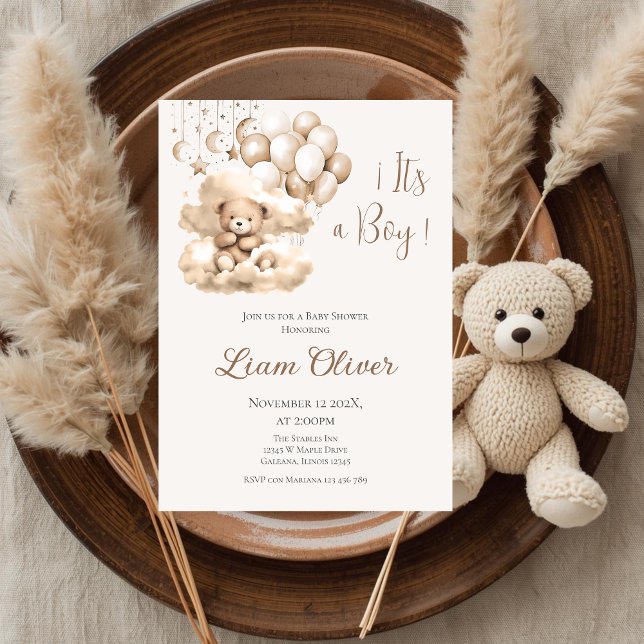 Bear Baby Shower Boy Einladung (Von Creator hochgeladen)