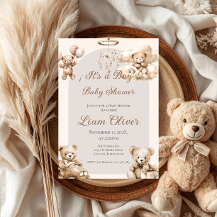 Bear Baby Shower Boy Einladung