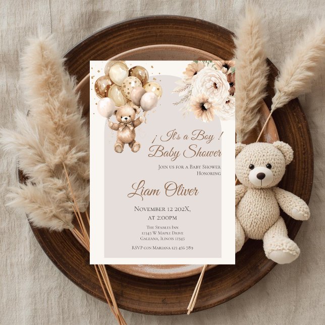 Bear Baby Shower Boy Einladung (Von Creator hochgeladen)