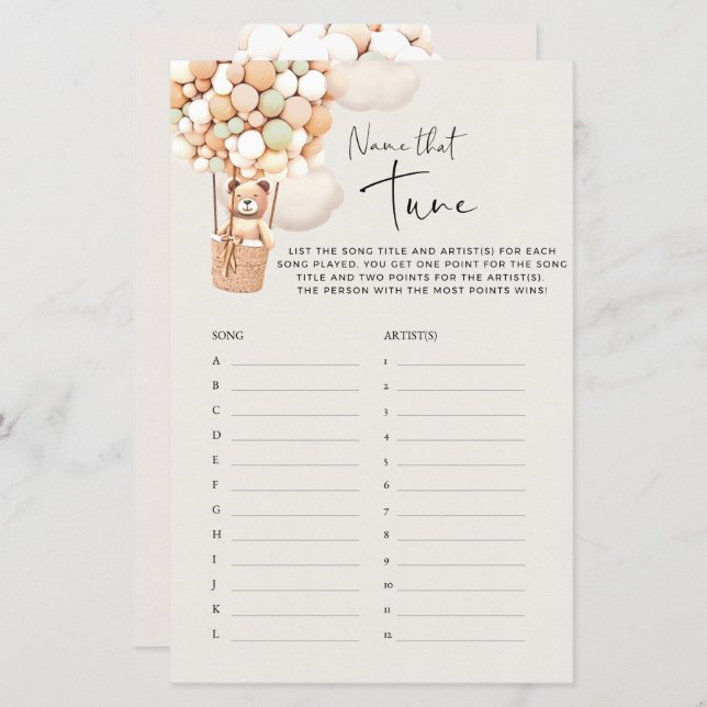 Bear Baby Shower Game - Benennen Sie diesen Tuning (Vorne/Hinten)