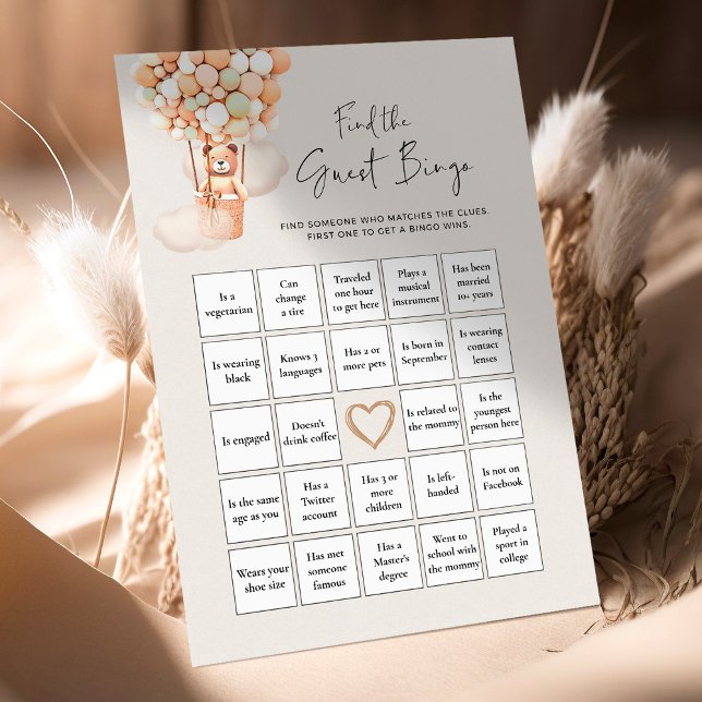 Bear Baby Shower Game - Finden Sie das Guest Bingo (Von Creator hochgeladen)