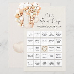 Bear Baby Shower Game - Finden Sie das Guest Bingo