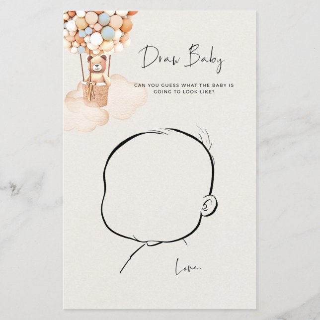 Bear Baby Shower Game - Gezeichnet Baby (Vorderseite)