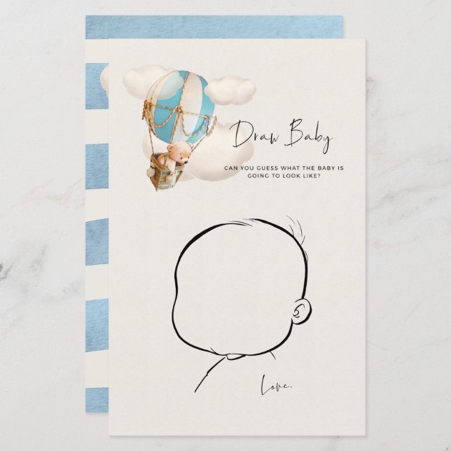 Bear Baby Shower Game - Gezeichnet Baby (Vorne/Hinten)