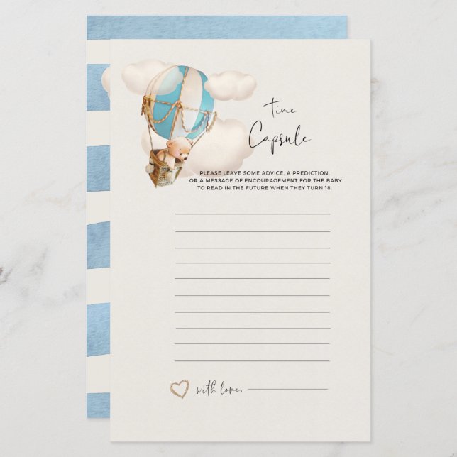 Bear Baby Shower Game - Time Kapsel (Vorne/Hinten)