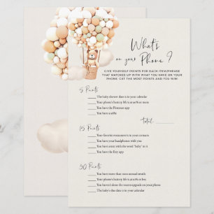 Bear Baby Shower Game - Was ist auf Ihrem Telefon?