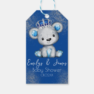 Bear Baby Shower Prince Funkelnd Blue Boys Geschenkanhänger