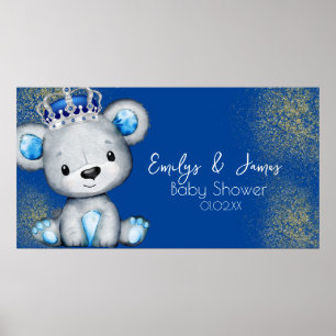 Bear Baby Shower Prince Funkelnd Blue Boys Poster
