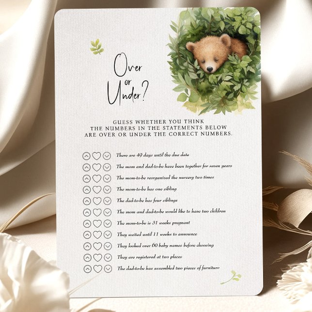 Bear Baby Shower Spiel über oder unter? Einladung (Von Creator hochgeladen)