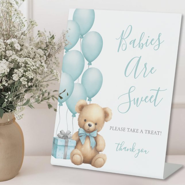 Bear Baby Shower Sweet Treats Sockelschild (Bear Baby Shower Sweet Treats Pedestal Sign )