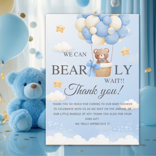 Bear Baby Shower Thank You Card | Boy Shower Dankeskarte (Von Creator hochgeladen)